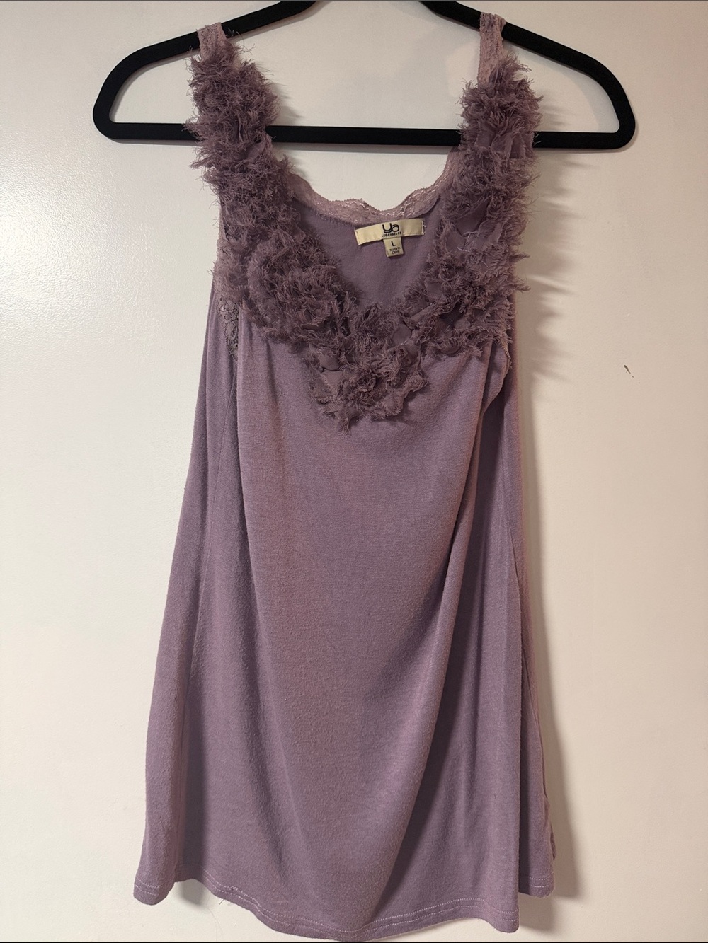 Purple Lace-Trim Tank Top